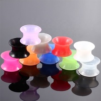 Plugs de piercing pour oreilles en silicone noir creux, fins et flexibles, à double évasement, de 3mm à 25mm, bijoux corporels pour mariage et fiançailles, vente en gros