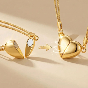 Fashion Jewelry Heart Magnetic Pendant Necklace Double Layer Round <b>Snake</b> <b>Chain</b> Stainless Steel Womens Collarbone Choker Necklace - Product Image 2