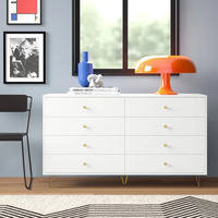 Commode luxueuse fabriquée avec 8 tiroirs et pied doré, armoire de rangement de chevet de haute qualité, bureau latéral de canapé