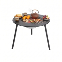 Barbecue portable moderne sans fumée pour camping, table de cuisson ronde, gril à charbon de bois, barbecue extérieur portable