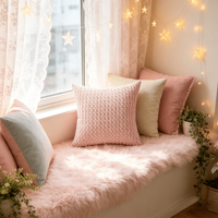 Coussin décoratif rose clair texturé effet pop-corn, coussin décoratif en tricot bulle doux pour canapé, lit, salon