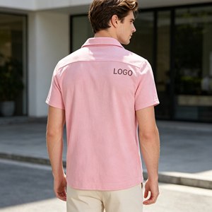 เสื้อโปโลผ้าขนหนู OEM สำหรับผู้ชาย, เสื้อโปโลลำลองแขนสั้นแบบกำหนดเองสำหรับผู้ชาย, เสื้อผ้าผู้ชายผ้าเทอร์รี่ 100% คอตตอน 350 กรัม ทรงหลวม - Product Image 3