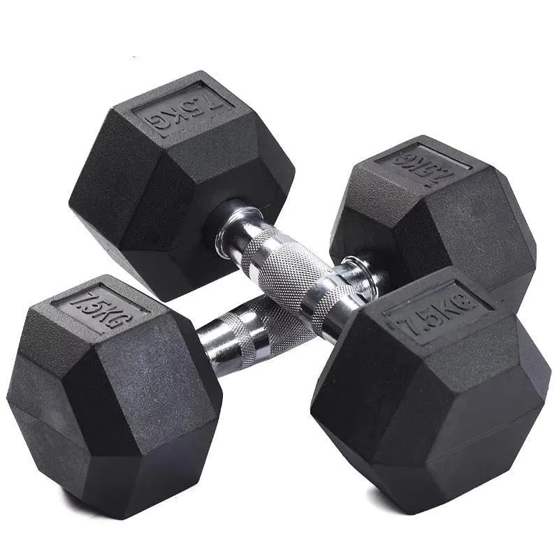 OEM वजन उठाने रबर लेपित 10kg कच्चा लोहा हेक्स 15kg Dumbbell सेट लोहे डम्बल