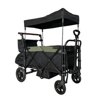 Wagon pliant Chariot utilitaire pliant Landau pour poussette tout terrain 2 places avec auvent anti-UV