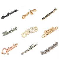 Badges en alliage de zinc, accessoires vestimentaires, lettres anglaises électroplaquées pour chaussures, chapeaux, sacs, logos de quincaillerie rétro tendance