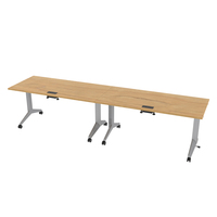 Table de réunion convertible OMNI moderne pour coworking, avec plateau rabattable et structure en acier inoxydable