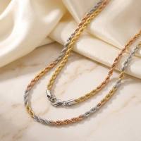 Collier chaîne torsadée en acier inoxydable bicolore or, argent et or rose avec fermoir mousqueton – Vente en gros, OEM, personnalisé