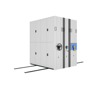 Archivador moderno de metal con manivela, estantes ajustables de uso comercial, diseño compacto, estantería de biblioteca móvil, cerradura de llave 4 - Product Image 5