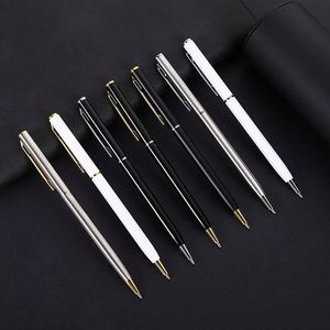 Gift Promotional Black Ball Point Pen Customized Logo Body Slim Metal Pens Advertising Signature Customized Metal Pen - Product Image 2
