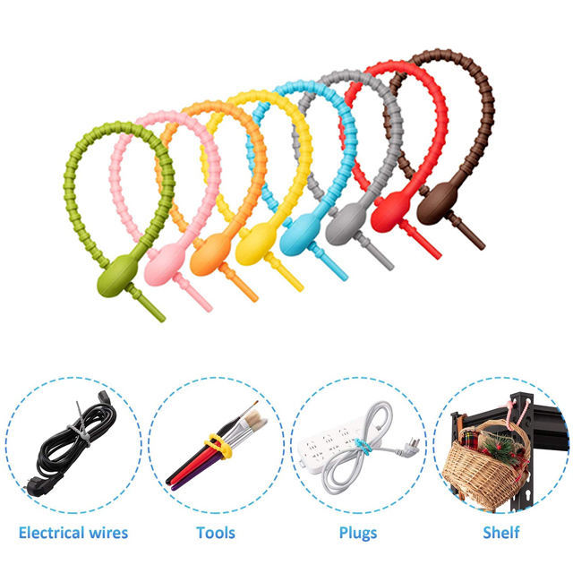 Multifunction Silicone Magnetic Cable Ties Adjustable Rubber Twist Tie Cord