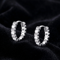 Boucles d'oreilles créoles en argent sterling 925 avec zircone cubique, plaqué rhodium, taille brillant rond, pour mariage et soirée, vente en gros