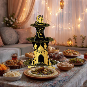 DAMAI Nouveauté : Supports à gâteaux décoratifs en papier pour le Festival de la Lune, Scène de château pour table de desserts, Décoration pour la fête du Ramadan - Product Image 3