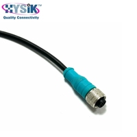 Connecteur M12 femelle droit 4 positions, câble surmoulé, IP67, blindé, PVC bleu, assemblage circulaire