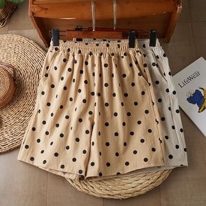 Polka Dot Shorts Women Summer Loose Fit <b>Elastic</b> Waist Wide Leg Khaki Casual Pants With Pockets Breathable Style - Product Image 3