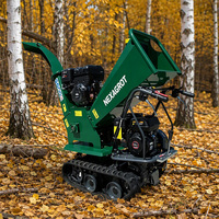Broyeur de bois sur chenilles à essence robuste GST120 15HP, déchiqueteuse de branches automotrice de 120 mm pour le défrichement des terrains