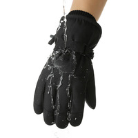 Gants de ski à cordon de serrage, paume antidérapante, épais, pour la pratique du ski et du snowboard en station et sur piste nocturne
