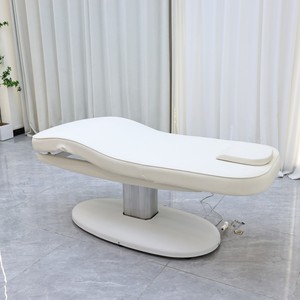 <b>Adjustable</b> Massage <b>Table</b> With Built-In Headrest PU Leather Salon Furniture Metal Frame Contemporary Design White - Product Image 3