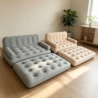 Sofá Inflable Plegable de PVC, Sofá de Aire Portátil, Cama de Aire, Silla, Colchón de Aire con Bomba Integrada, Canapé Gonflable