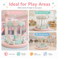 Manège Carrousel Blanc Doux et Électrique pour Enfants, avec Éclairage LED, Idéal pour la Location de Fêtes, Centres Commerciaux et Aires de Jeux