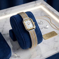 Montre à quartz de luxe pour femme Scottie Factory Custom Logo 9755, étanche, avec boîtier carré, bracelet en acier inoxydable et diamants