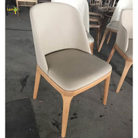 Chaise de salle à manger en bois massif, coussin en cuir moderne, sans accoudoirs, cendré, pour salle à manger, restaurant