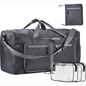 Free sample Men Women's Gym Bag with Zipper Closure Carry on Travel Luggage Sports Duffle Bag with <b>Shoe</b> <b>Foldable</b> Expandable - Product Image 3