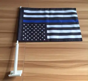 Großhandel Custom Flag Printing Amerikanische Polizei Flagge Dünne blaue Linien Doppelseitiger Satin stoff