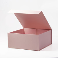 Boîte cadeau pliante rose sur mesure en gros, emballage de luxe avec fermeture magnétique et ruban