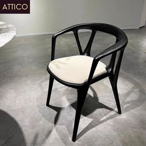 เก้าอี้ห้องรับประทานอาหารทำจากไม้หรูหรา sillas de comedor de madera สำหรับภายในโรงแรม Para restaurante เก้าอี้รับประทานอาหารหนัง PU สีดำ - Product Image 2