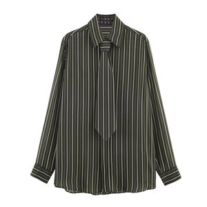 Camisa TAOP&ZA 2025 <span class=keywords><strong>de</strong></span> Principios <span class=keywords><strong>de</strong></span> Otoño para Mujer, Nueva Moda, Cierre con Botones, Dobladillo Recto, Solapa, Manga Larga, Rayas Verticales, 9160121 - Product Image 1