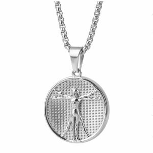 Collier pendentif vintage en acier inoxydable avec portrait en relief du Centurion Vitruvien - Product Image 3