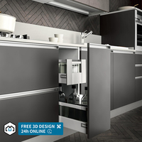 Diseños de cocina completos personalizados modernos, Isla de cocina con acabado mate y fregadero de gabinetes para proyectos de apartamentos económicos de fábrica