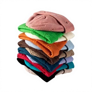 Unisex Solid Color Knitted Beanie Hat 100% Acrylic Warm <b>Winter</b> <b>Cap</b> Casual Style for Adults 56-58CM Head Circumference - Product Image 1
