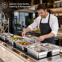 Großhandel 304 Edelstahl GN-Behälter Gastronorm Lebensmittelbehälter mit Deckel Hotel Buffet Warmhaltebehälter Lebensmittelaufbewahrung