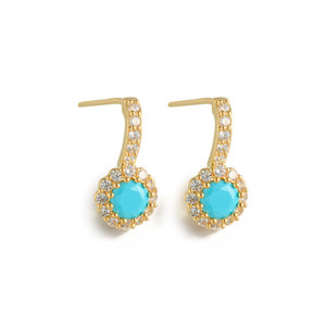 Luxury <b>Round</b> Zircon Stud Earrings 925 Silver <b>Posts</b> Micro Pave Inlay Everyday Wear - Product Image 5