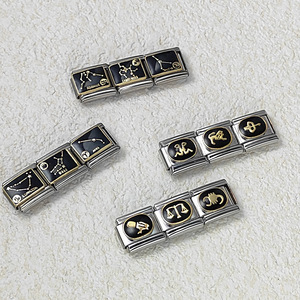 Bracelet modulaire italien 12 constellations en acier inoxydable plaqué or, bijoux DIY unisexe pour tous les jours - Product Image 3