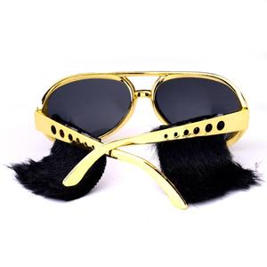 Lunettes de soleil Rock & Roll Lunettes de costume <span class=keywords><strong>Rockstar</strong></span> en or Lunettes de soleil aviateur de célébrités avec barbe attachée Lunettes de soleil de fête - Product Image 6