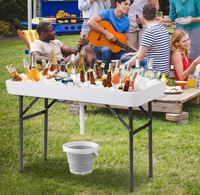 Table de 120cm Fill N Chill portable en HDPE au design moderne avec évier pour fête à la plage en plein air