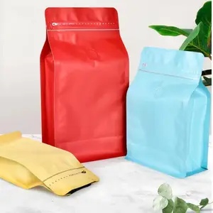 250Gプリントコーヒー豆包装バッグ再封可能ジッパーバルブクラフトフラットボトムティンタイ500Gクラフトコーヒーバッグサイドガセットバッグ