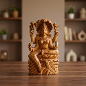 Estatua de Dios Hindú Indio de Madera, Decoración Ecológica para el Hogar de la India, Proveniente de Rajasthan - Product Image 3