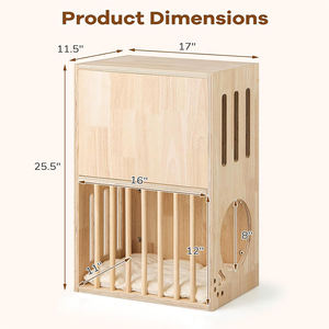 Holz Katzen haus für Innen katzen Natürliche Holz Doppeldecker Cat Condo Moderne Haustier möbel Beistell tisch - Product Image 6