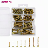 Assortiment de 160 vis à bois en acier au carbone plaqué zinc jaune, vis à bois de tailles variées pour meubles, OEM & ODM