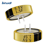 Supercondensateur EDLC de type pièce BITWELL Série BWL 5.5V 1.5F à bas prix, très vendu, longue durée de vie, faible ESR, bornes à souder