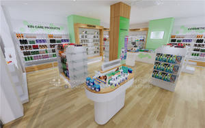 מותאם אישית הקמעונאי רפואי ריהוט חנות פנים דקור טבעי בריאות חנות תצוגת קבינט עיצוב זכוכית מרקחת חנות עיצוב - Product Image 5