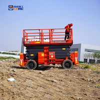 Plateforme élévatrice à ciseaux tout-terrain certifiée ISO CFPT, plateforme élévatrice à ciseaux électrique autopropulsée, plateforme de travail en hauteur