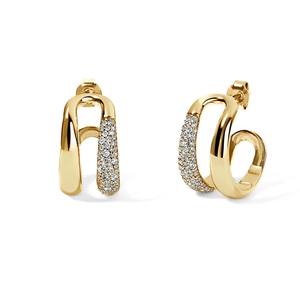 Milkkye personnalisé classique en argent sterling 925 or 18 carats diamant Double dôme boucles d'oreilles créoles cadeau plaqué rhodium à la mode - Product Image 6