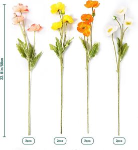 Bouquet de 3 têtes d'anémones artificielles floquées de haute qualité pour la décoration intérieure - Product Image 2