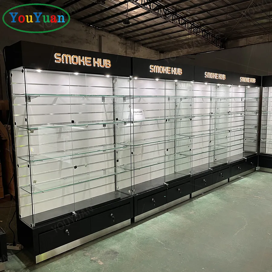 Özelleştirilebilir Tabaco mağaza vitrini ekran cam duman dükkanı vitrinler mağaza vitrin kabinleri merkezi Kiosk