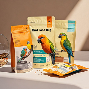 Stampa personalizzata Design all'ingrosso sacchetti riciclabili per uso alimentare uccelli pappagallo piccione pappagallo mangime per animali domestici Stand up fondo piatto sacchetto di imballaggio - Product Image 1