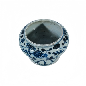 Vase sur pied en porcelaine bleue et blanche peint à la main avec motif de <span class=keywords><strong>canard</strong></span> mandarin et de lotus, écologique et durable pour la décoration de la maison - Product Image 3